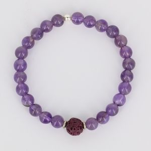* Amethyst Gemstones Lava Stretch Bracet